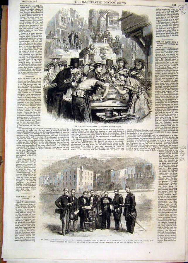 Print 1861 London Street Scene Oysters Italian Gov