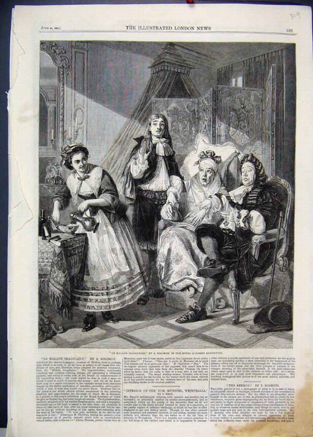 Print 1861 Malade Imaginaire Royal Academy Victori