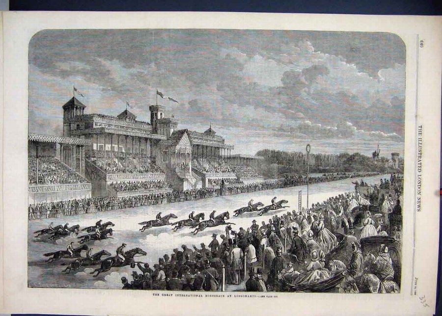 Print 1863 Great International Horserace Longchamp