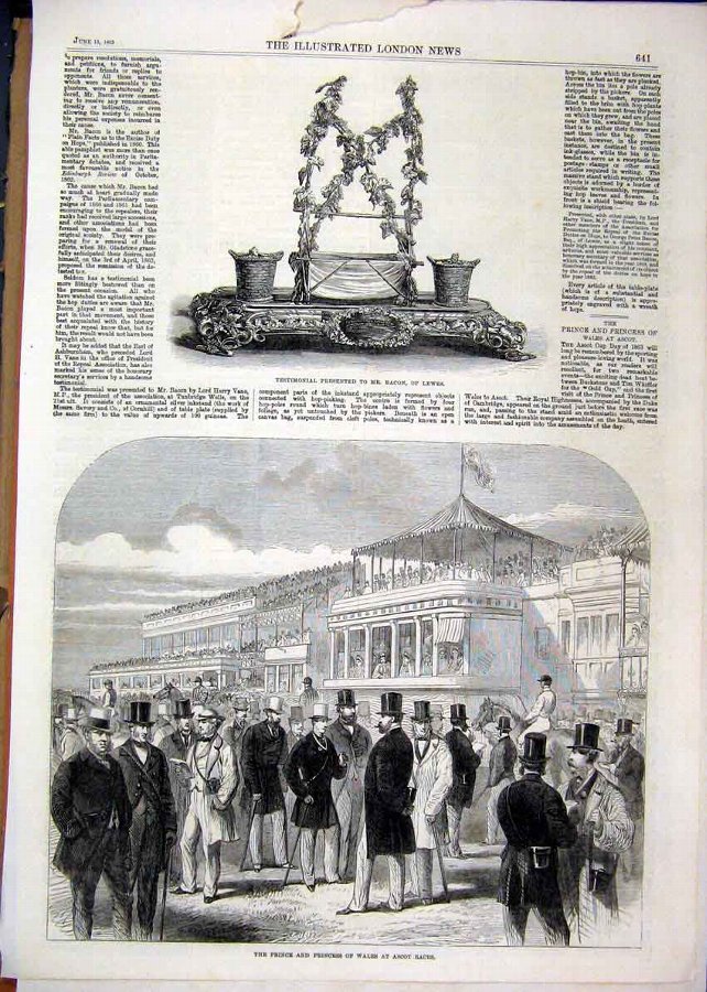 Print 1863 Prince Princess Wales Ascot Horse Races