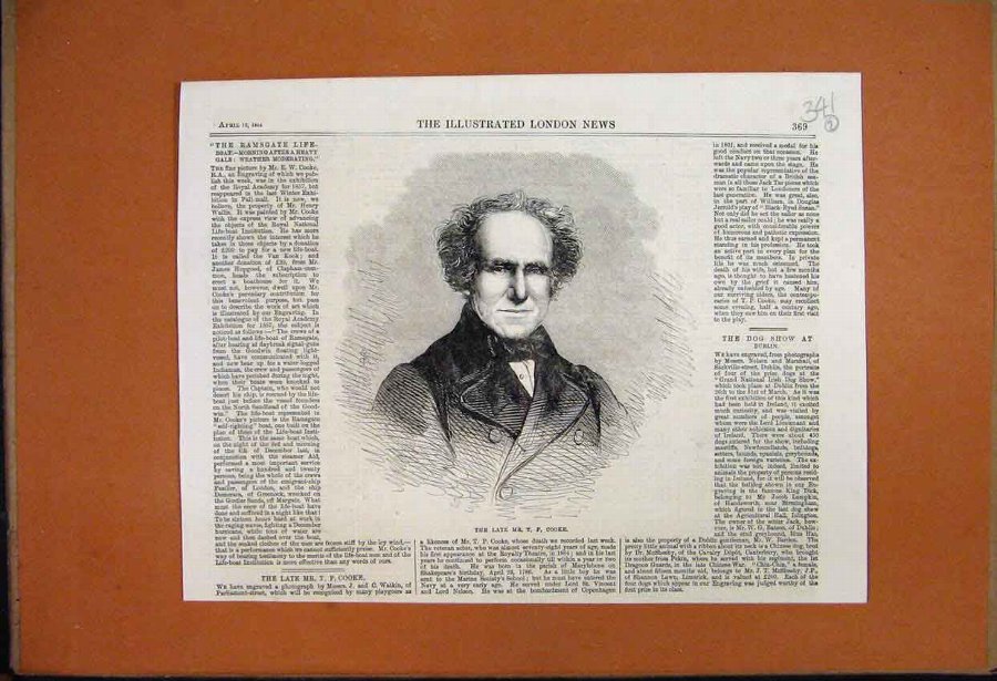 Print 1864 Portrait Late Cooke Veteran Actor 41MAR
