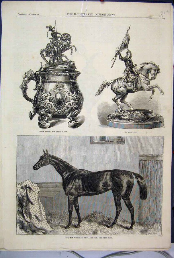 Print 1865 Ascot Race Horse Ely Winner Cup Queens 