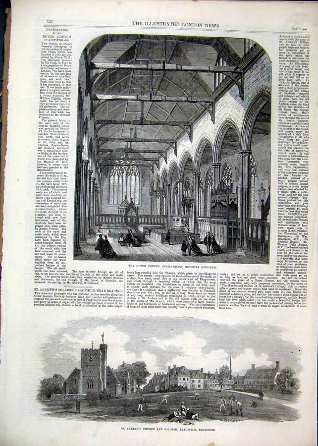 Print 1865 Dutch Church Austinfriars Andrews Churc