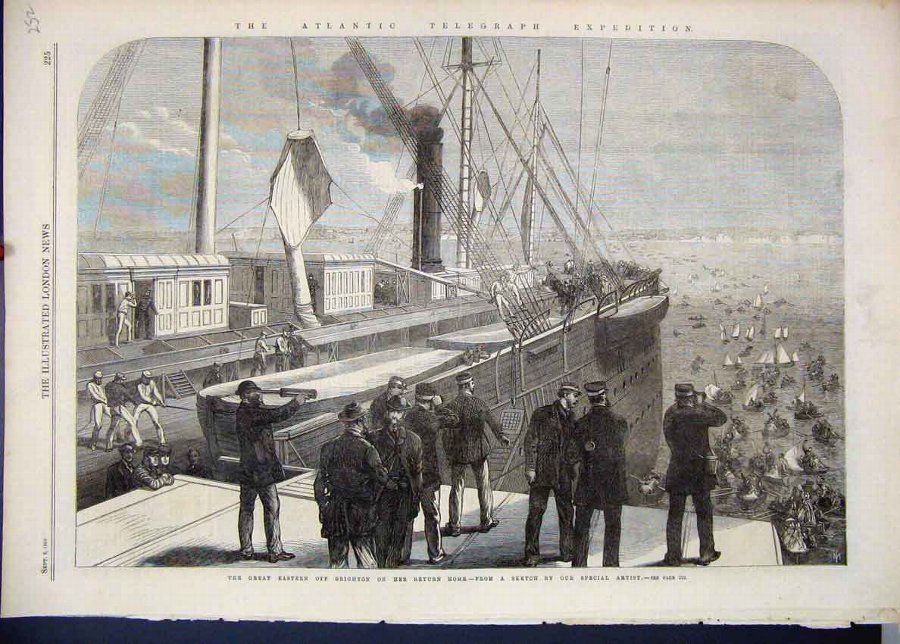 Print 1865 Great Eastern Brighton Ship Return Sket