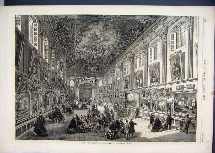Print 1865 Greenwich Painted Hall Portraits Victor