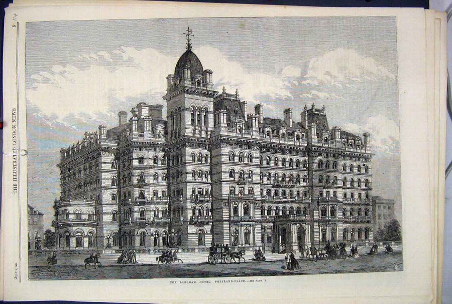 Print 1865 Langham Hotel Portland Place Building O