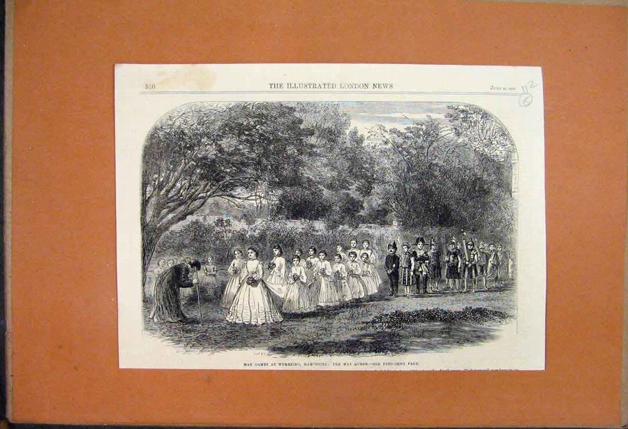 Print 1865 May Day Games Wymering Hampshire Queen 
