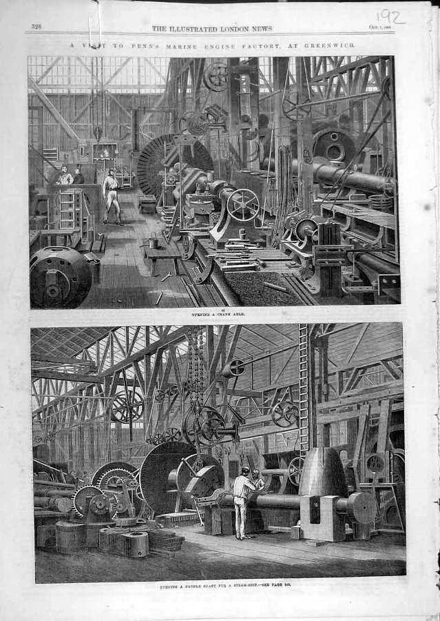Print 1865 Penn Marine Engine Factory Greenwich St