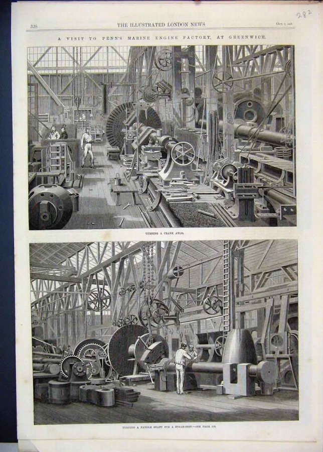 Print 1865 Penn Marine Engine Factory Paddle Shaft