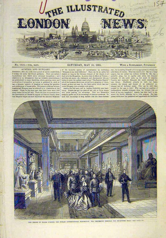 Print 1865 Prince Wales Dublin Exhibition Sculptur