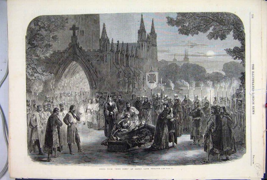 Print 1865 Scene King John Drury Lane Theatre Art 