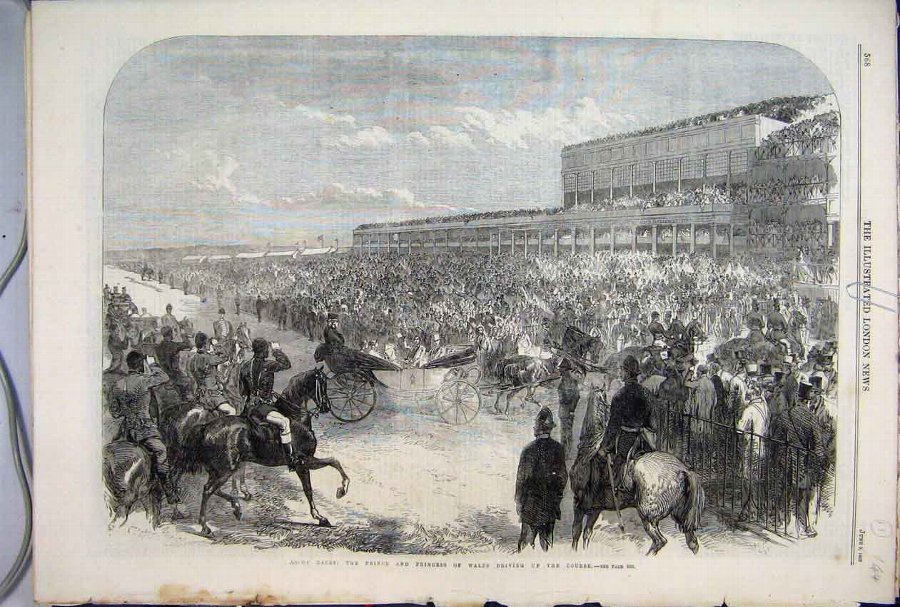 Print 1866 Ascot Races Prince Princess Wales Drivi