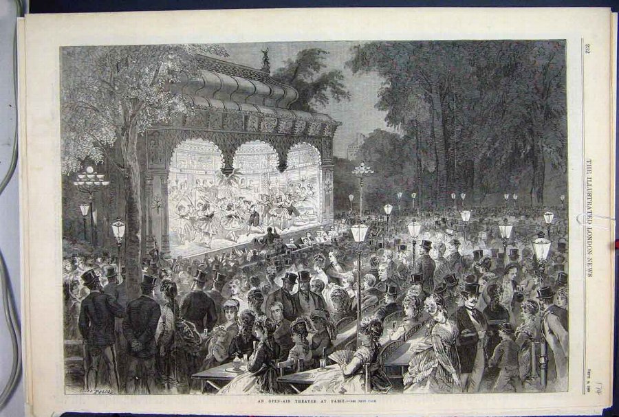 Print 1869 Open Air Theatre Paris Play Country Fra