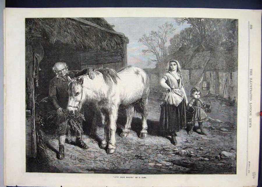 Print 1870 Auld Mare Maggie Faed Man Horse Woman C