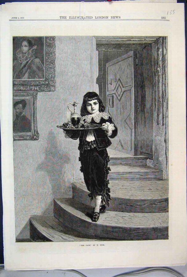 Print 1870 Little Page Boy Tray Drinks Step Fine A