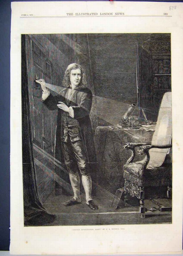 Print 1870 Newton Investigating Light Beautiful 78