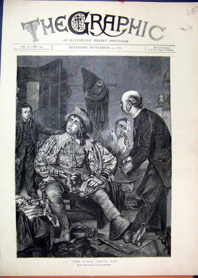 Print 1871 Backstage Theatre Man Dressed Costume O