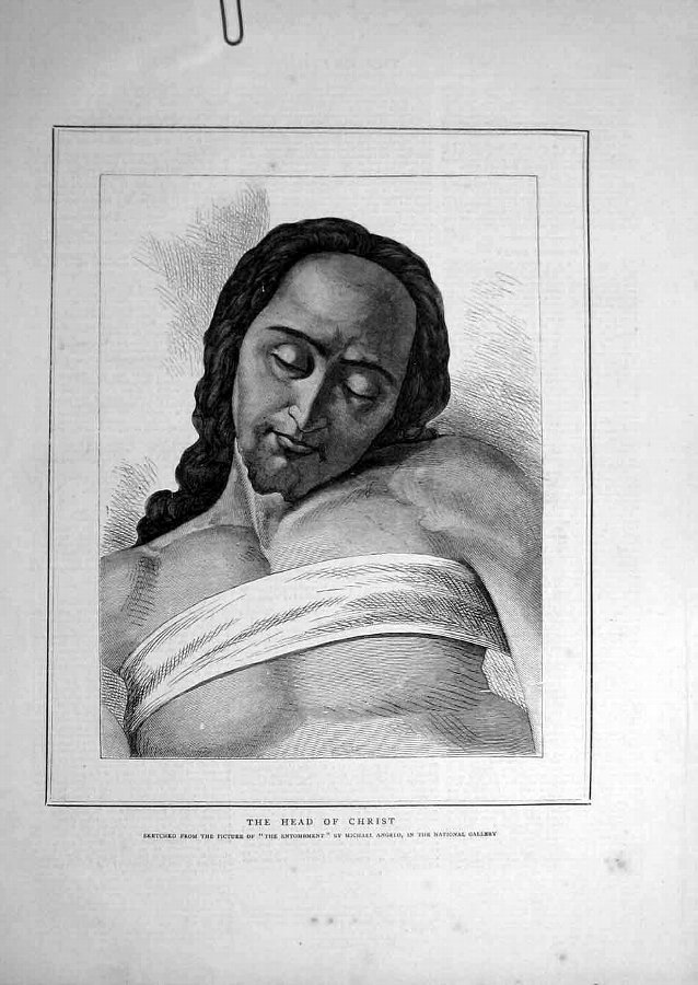 Print 1871 Head-Christ Entombment Michael-Angelo 0