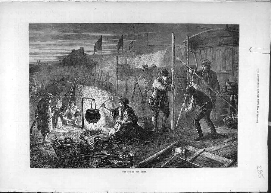 Print 1871 Horse-Racing Derby Evening Spectators C