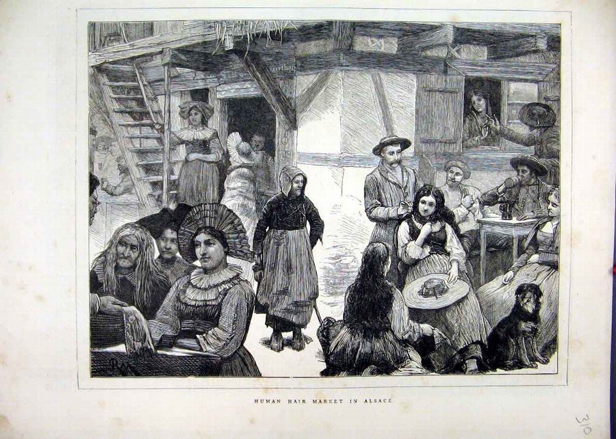 Print 1871 Human Hair Market Alsace Women Men 10MA