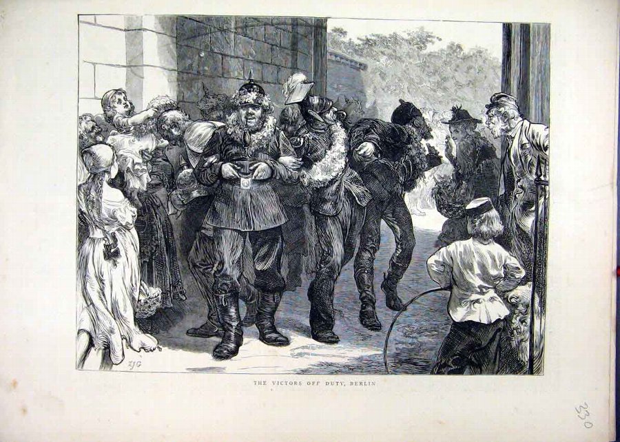 Print 1871 Victors Off Duty Berlin Germany Street 