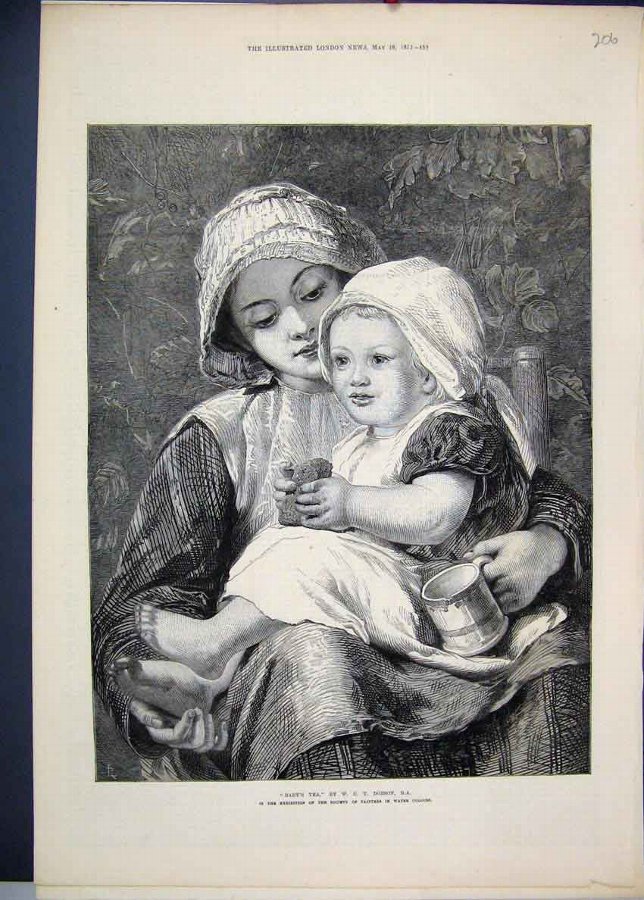 Print 1872 Mother Baby Tea Beautiful Fine Art 06MA