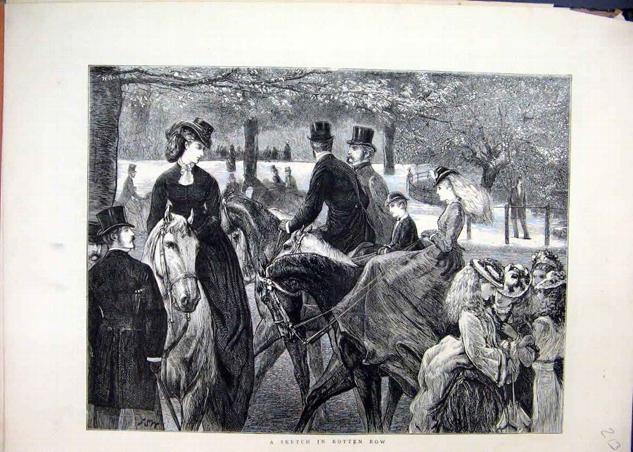 Print 1872 Sketch Rotten Row Rich Families Horse R