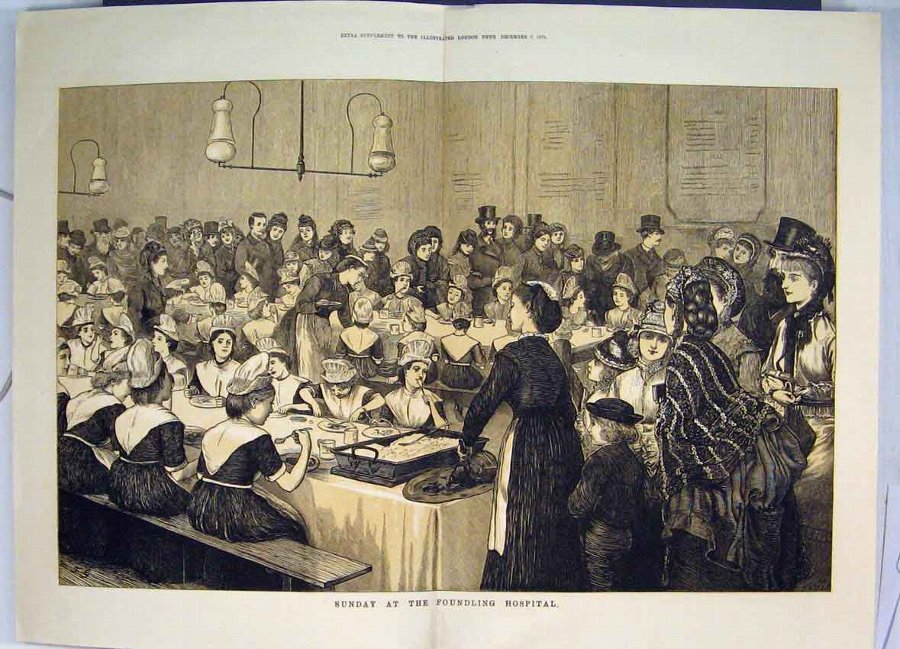 Print 1872 Sunday Lunch Foundling Hospital Nurses 