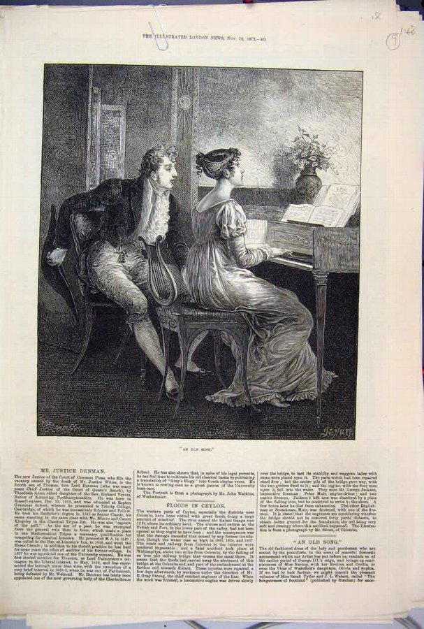 Print 1872 Woman Man Pianoforte Singing Fine Art 4