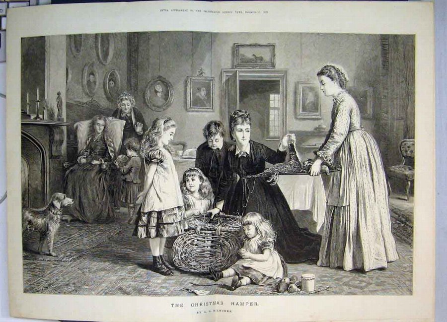 Print 1873 Christmas Hamper Family Children Fruit 