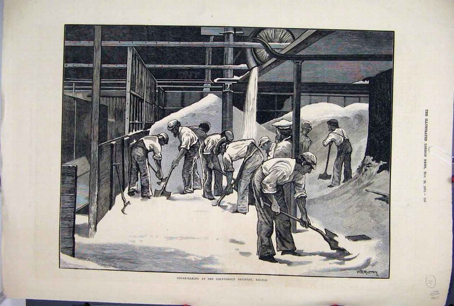 Print 1873 Sugar Making Counterslip Refinery Brist