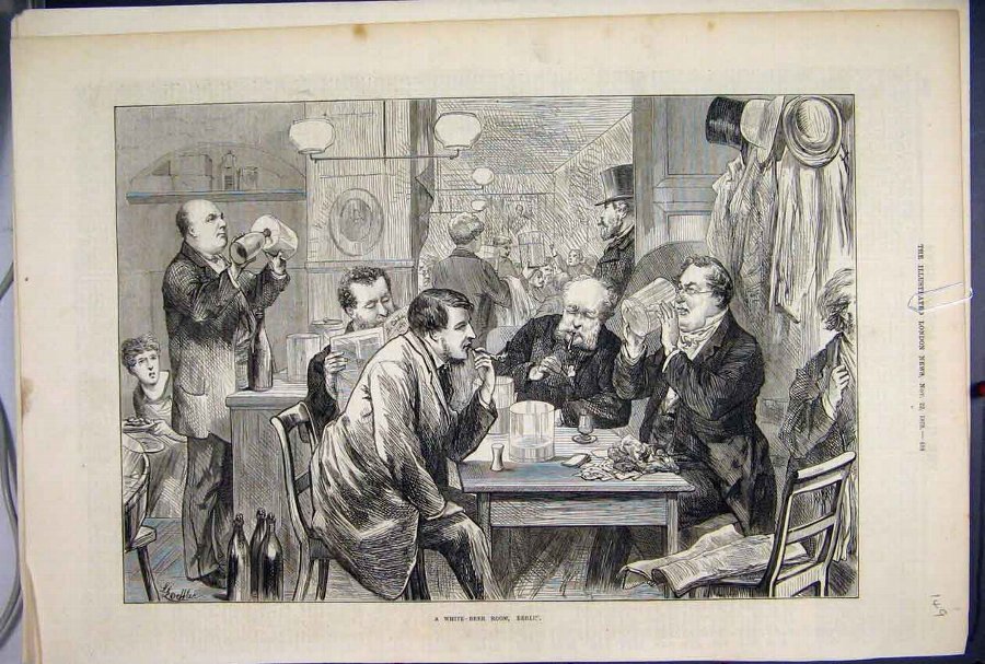 Print 1873 White Beer Room Berlin Germany Drinking