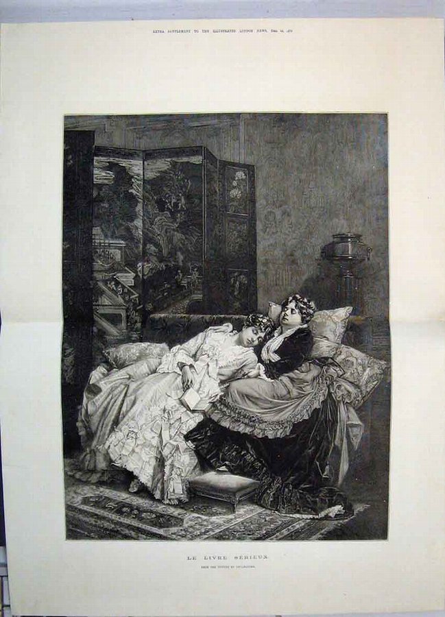 Print 1874 Le Livre Serieux Women Sleeping Couch F