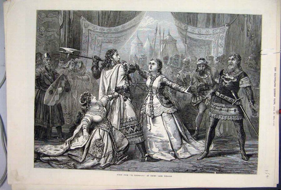 Print 1874 Scene Talismano Drury Lane Theatre 54MA