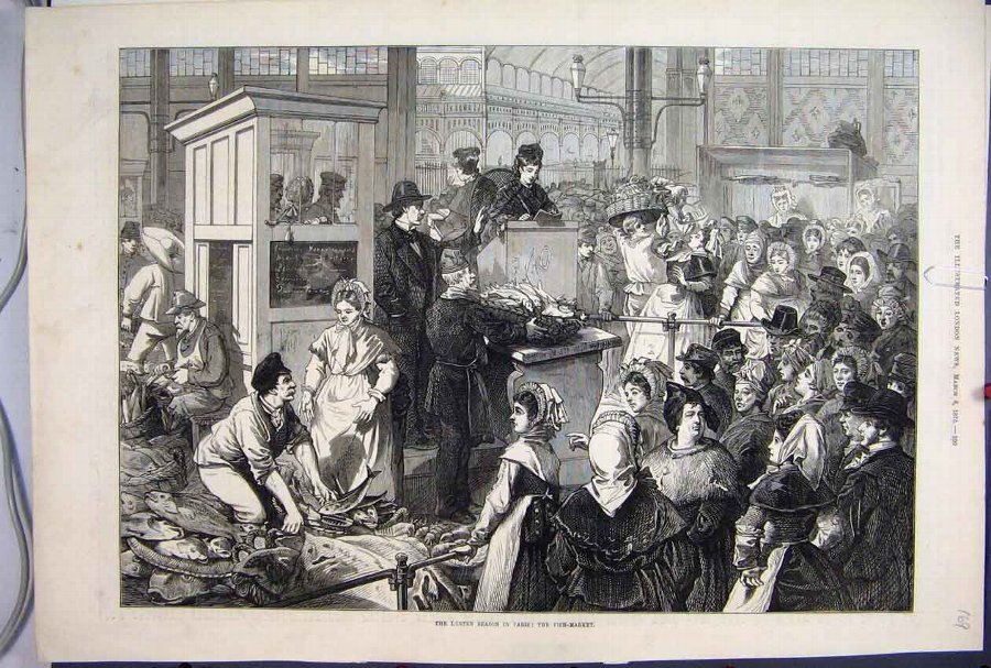 Print 1875 Lenten Season Paris Fish Market 69MAR1