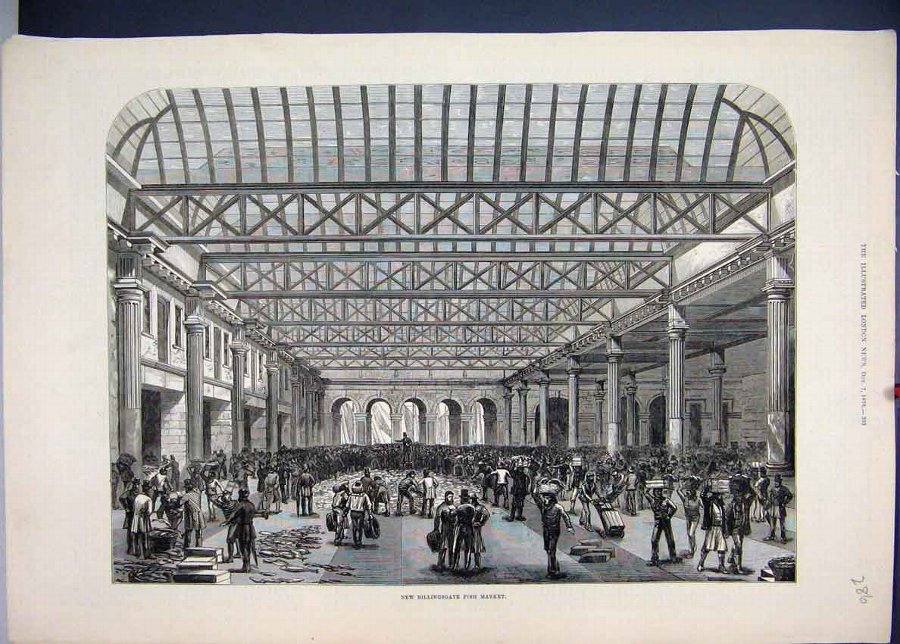 Print 1876 Billingsgate Fish Market Building 86MAR