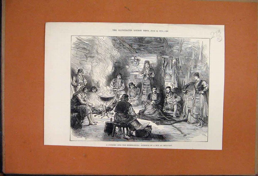 Print 1876 Journey Into Herzegovina Hut Inside Bel