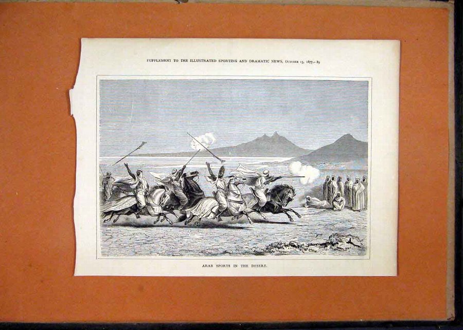Print 1877 Arab Sports Desert Horses Sand 22MAR1