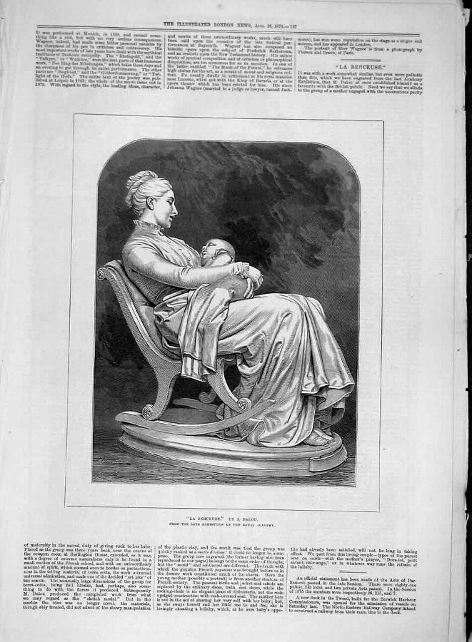 Print 1876 La-Berceuse Dalou Royal Academy Exhibit