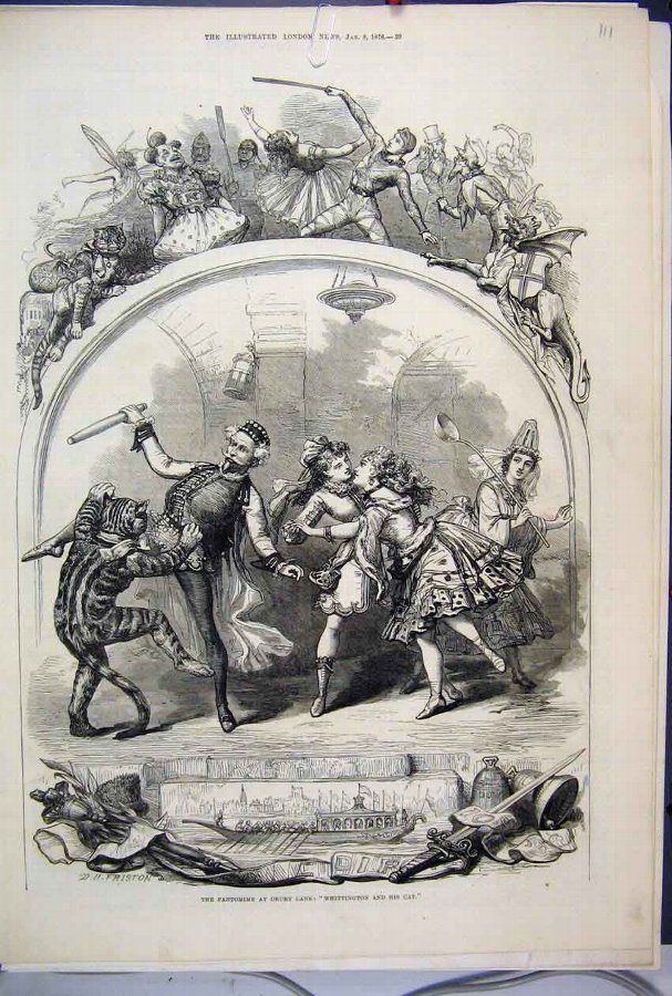 Print 1876 Pantomime Drury Lane Whittington Cat 11