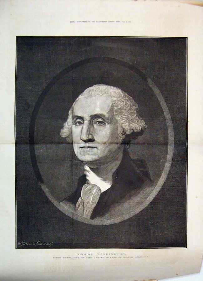Print 1876 Portrait George Washington American Pre