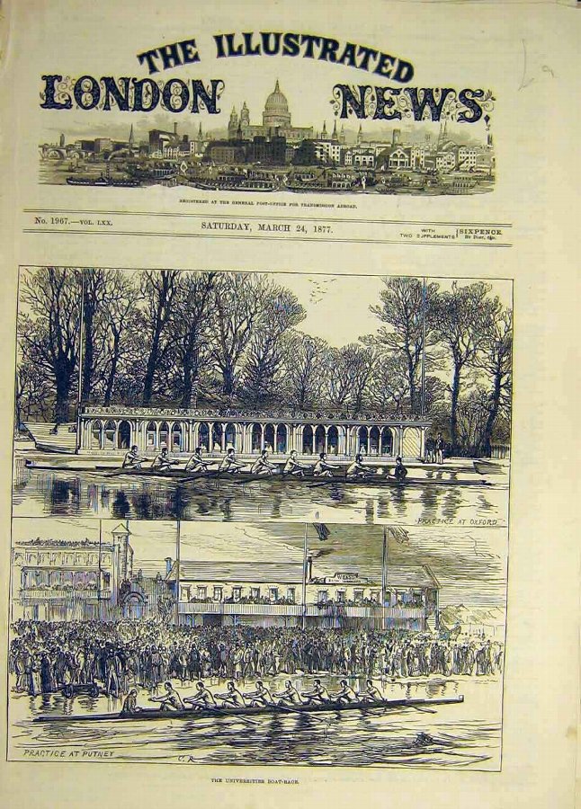 Print 1877 Boat-Race Putney University Oxford Prac