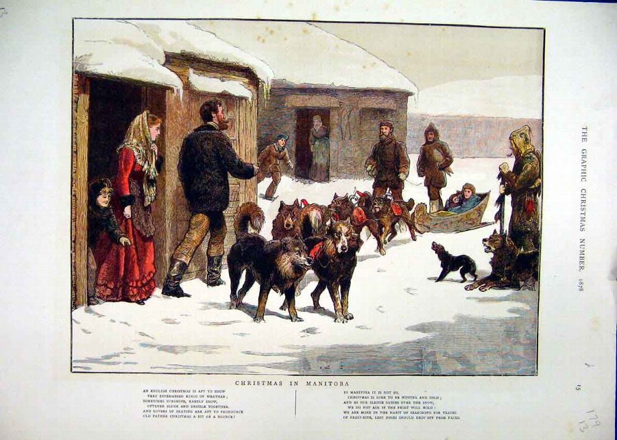 Print 1878 Christmas Manitoba Snow Dogs Sledge Chi