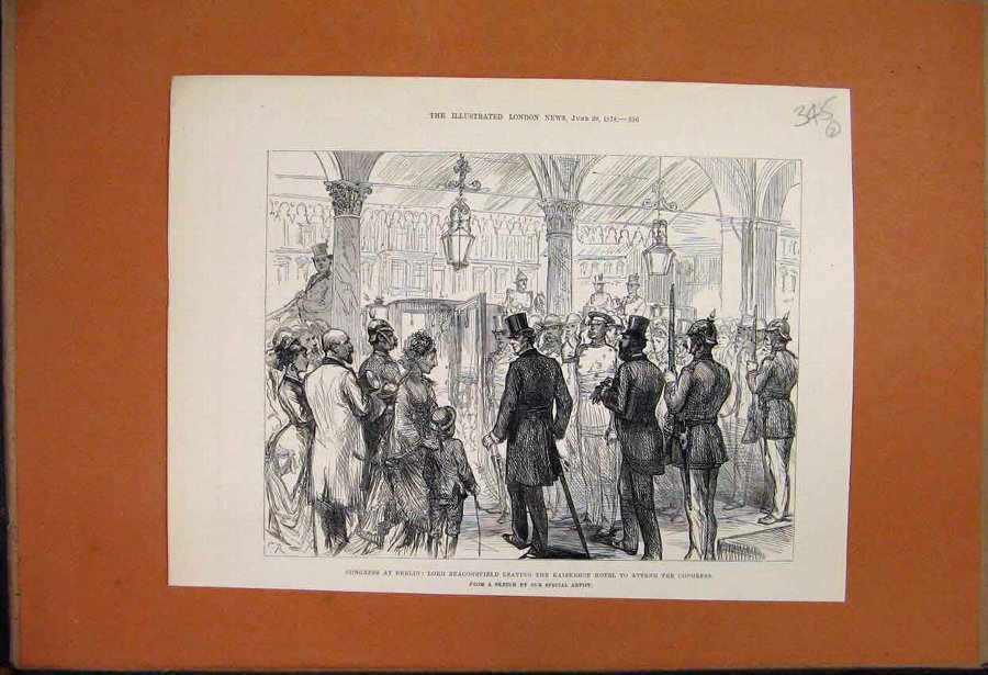 Print 1878 Congress Dublin Lord Beaconsfield Kaise