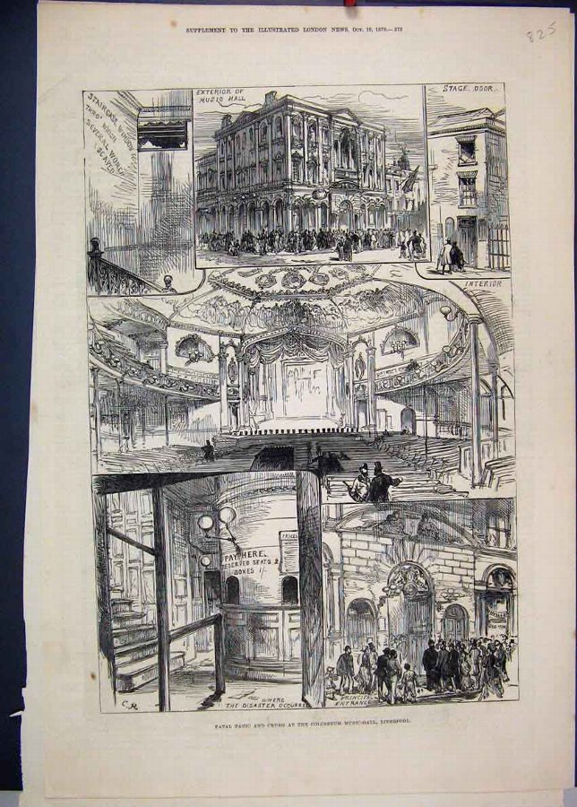 Print 1878 Fatal Panic Crush Colosseum Music Hall 