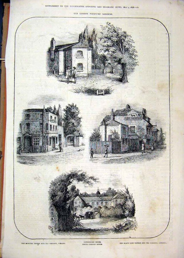 Print 1878 London Gardens Copenhagen House Tavern 
