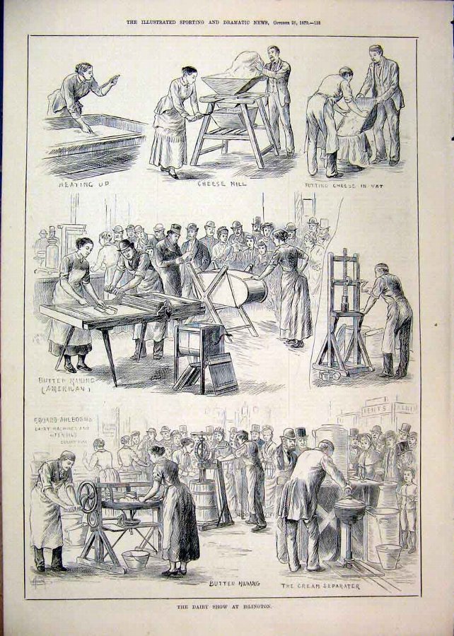 Print 1879 Dairy Show Islington Cheese Mill Cream 