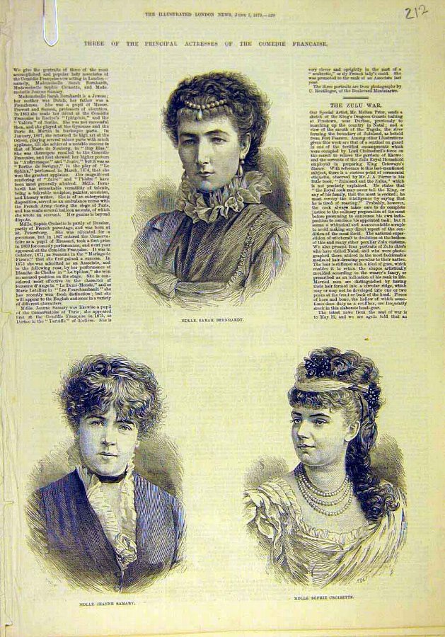 Print 1879 Portrait Bernhardt Samary Croizette Fre