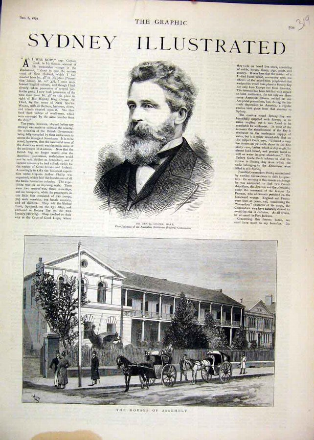 Print 1879 Sydney Houses Assembly Daniel Cooper Ch