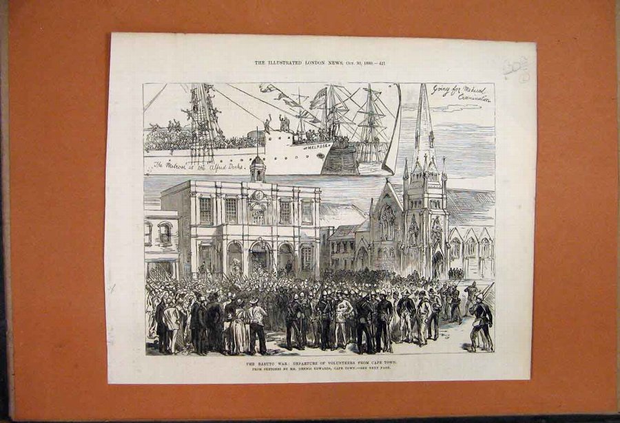 Print 1880 Basuto War Departure Volunteers Cape To